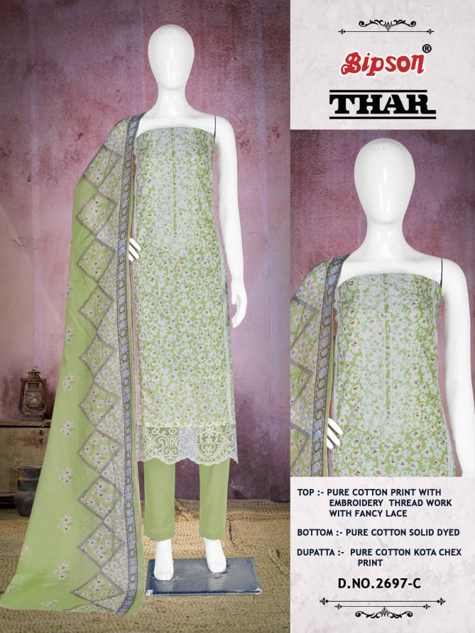 Thar 2697 By Bipson Embroidery Pure Cotton Dress Material Wholesale Market In Surat